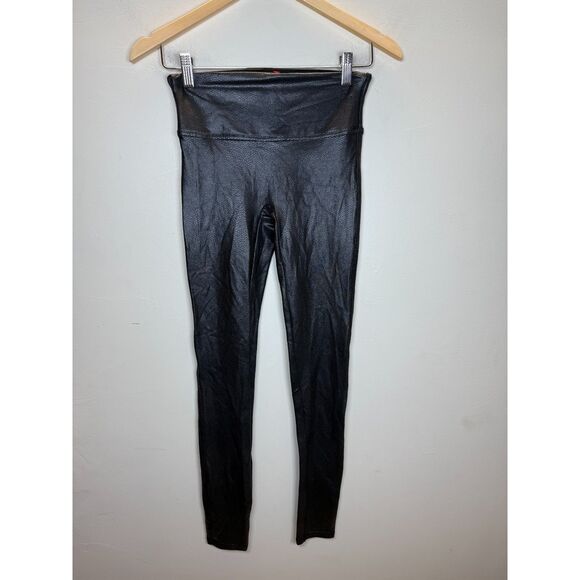 Spanx Women's Sz Small Black Faux Leather Stretch Pull On Leggings High Waisted - Picture 4 of 8